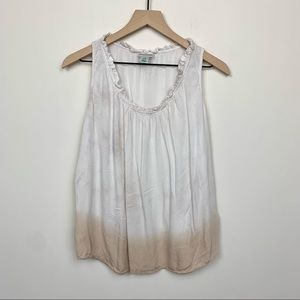 Motherhood Cream Tan Ombre Distressed Maternity Top, M